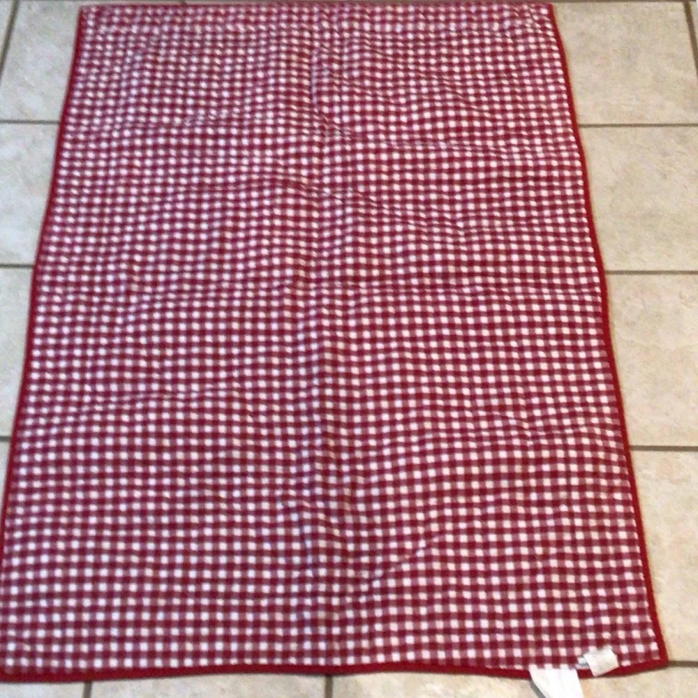 Pottery Barn Kids Holiday Quilt with Santa, Snowman, Reindeer - Red, Green, Gray